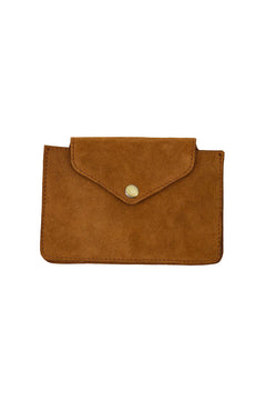 Portemonnee in suede - cognac