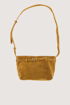Suède handtas met riem detail - mid brown