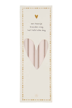Doosje met 10 smalle kaarsjes -17 cm -beige