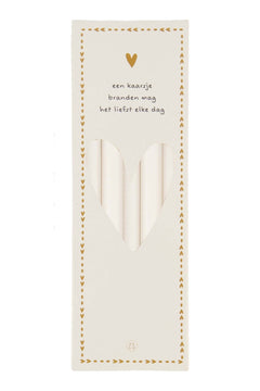 Doosje met 10 smalle kaarsjes -17 cm -off white