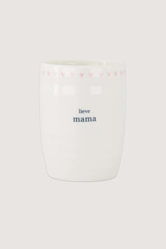 Koffiemok met roze hartjes 'lieve mama'