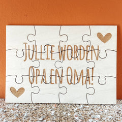 Zwangerschapsaankondiging houten puzzel | Jullie worden opa en oma!