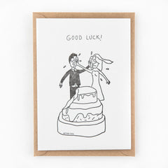 Kaart 'Good luck - wedding cake fight'