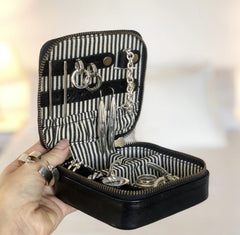 Jewelry box - black stromboli leather