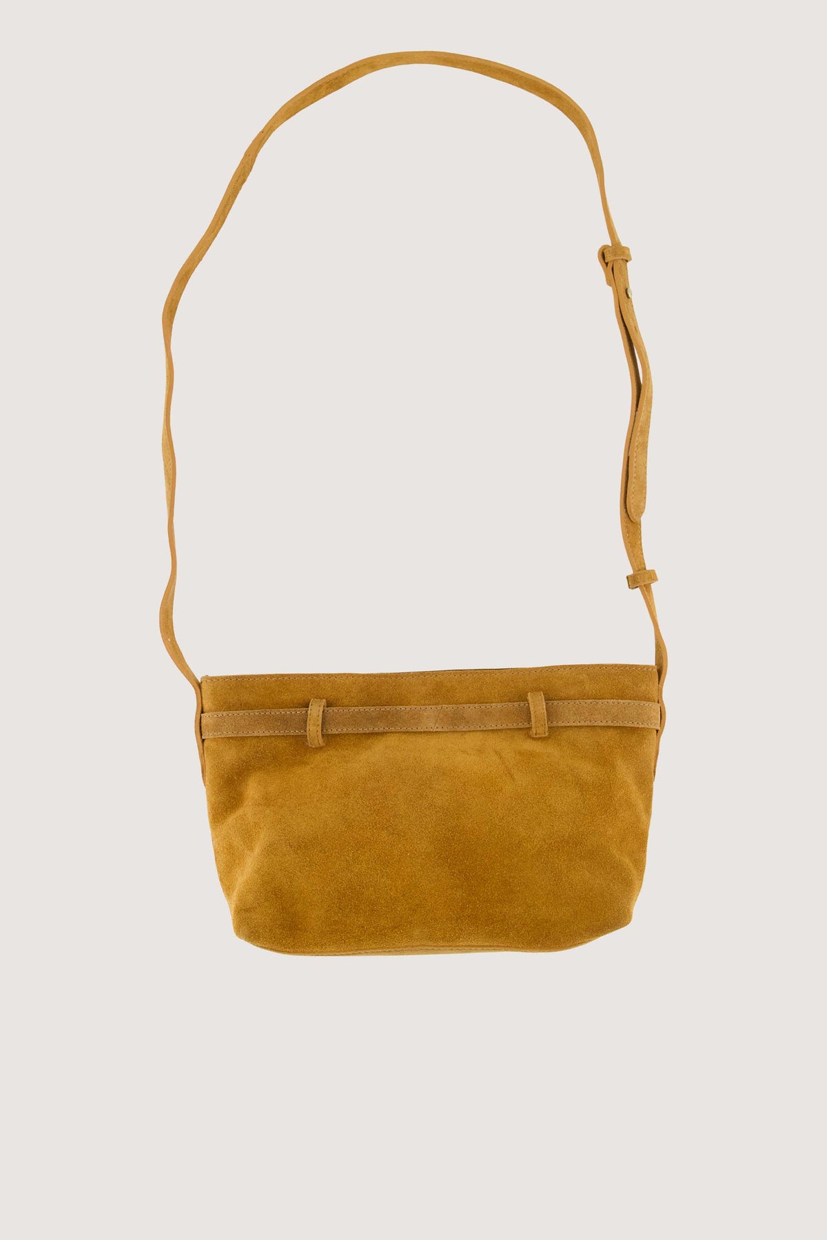 Suède handtas met riem detail - mid brown