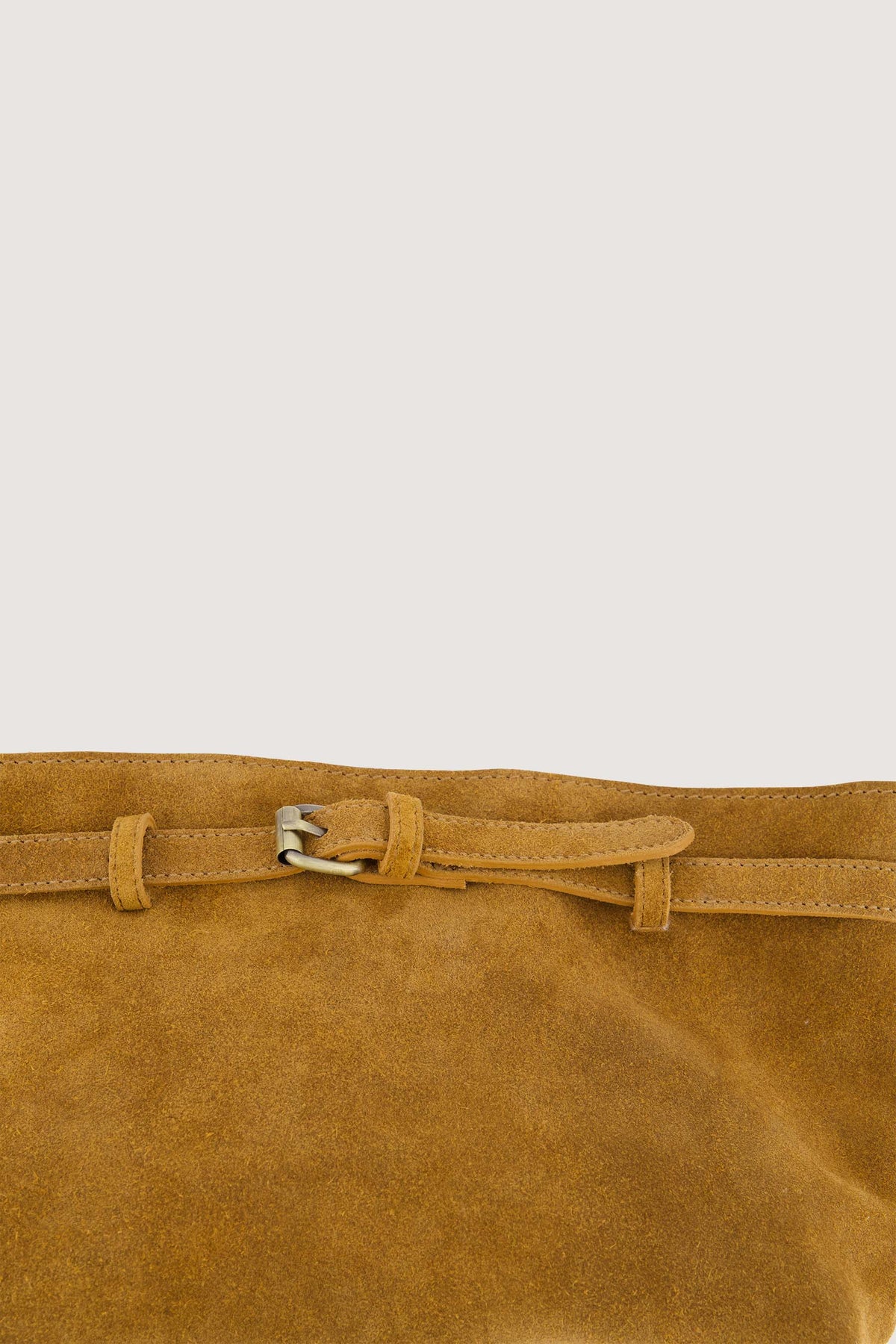 Suède handtas met riem detail - mid brown