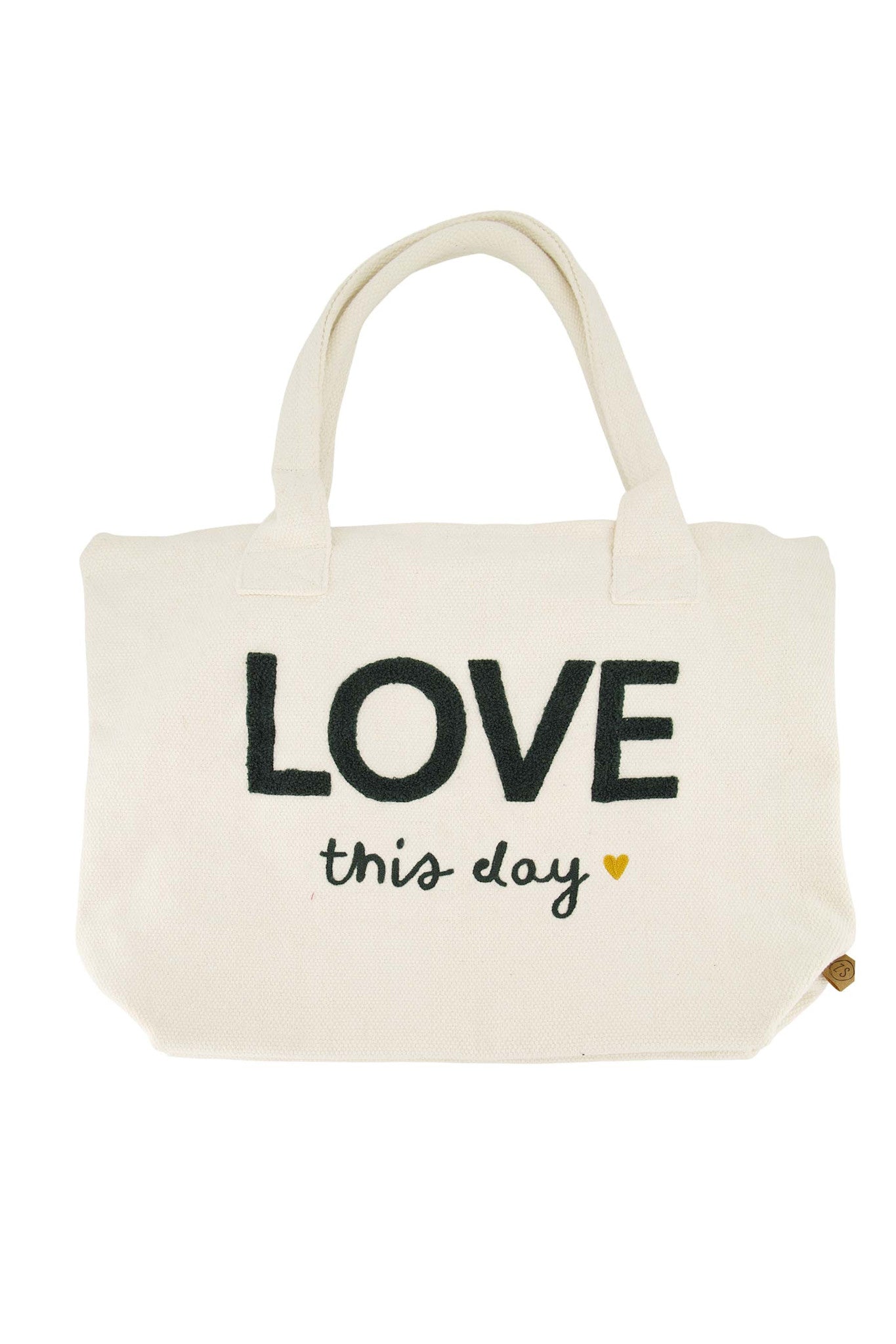 Shopper 'Love this day' ecru/antracietgrijs