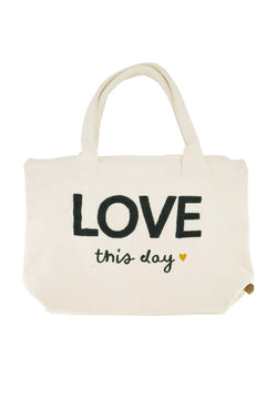 Shopper 'Love this day' ecru/antracietgrijs