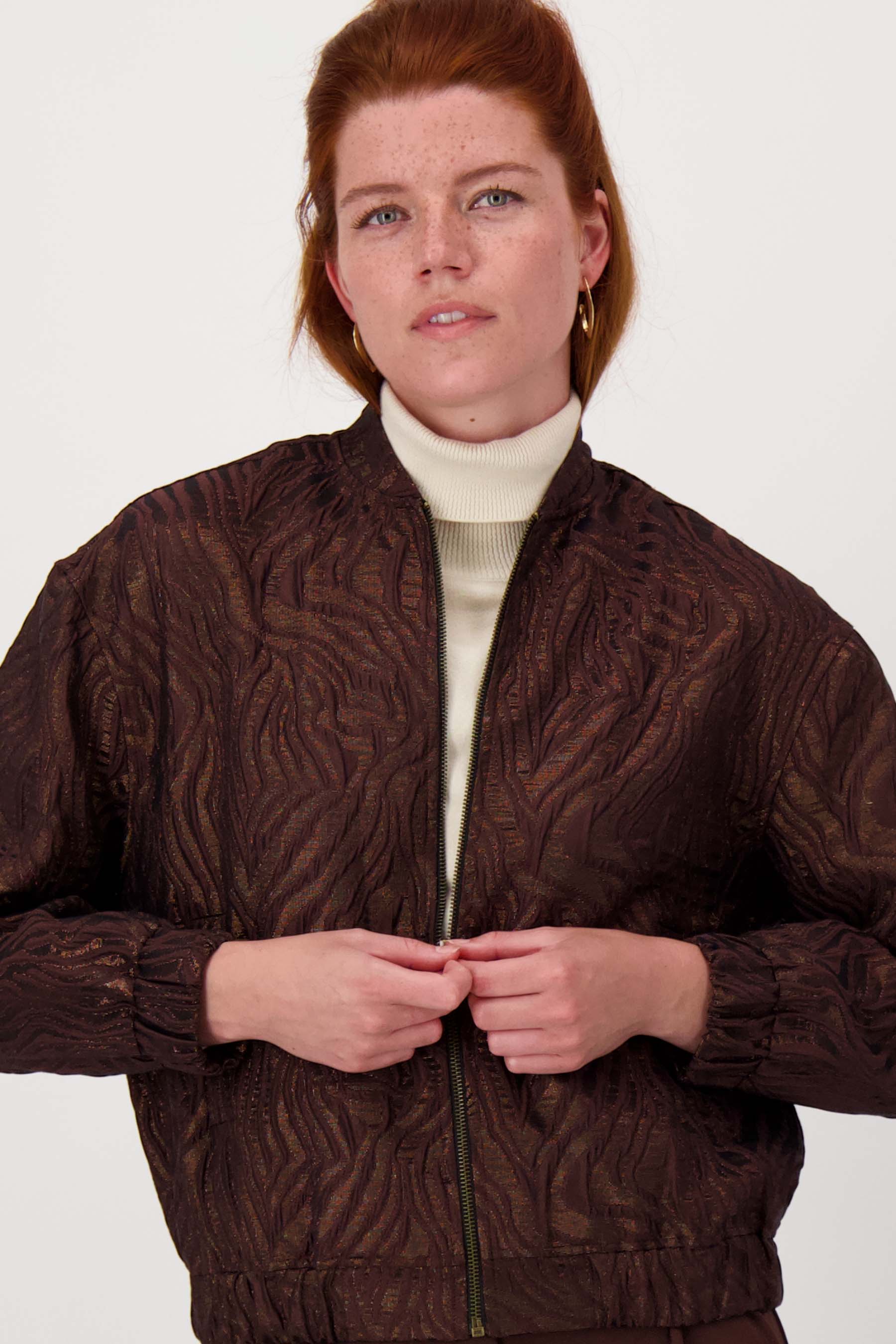 Bomber jasje van lurex jaquard stof