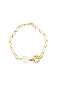 Armband met schakel goudkleurig