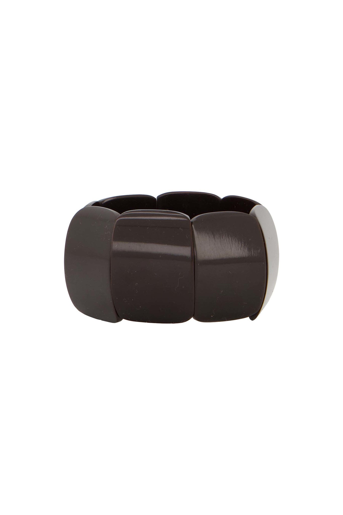 Brede elastieken kralen armband - chocoladebruin