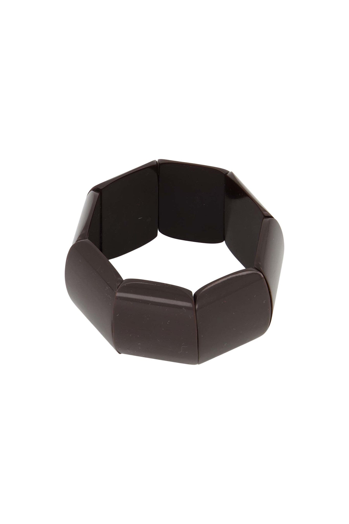 Brede elastieken kralen armband - chocoladebruin