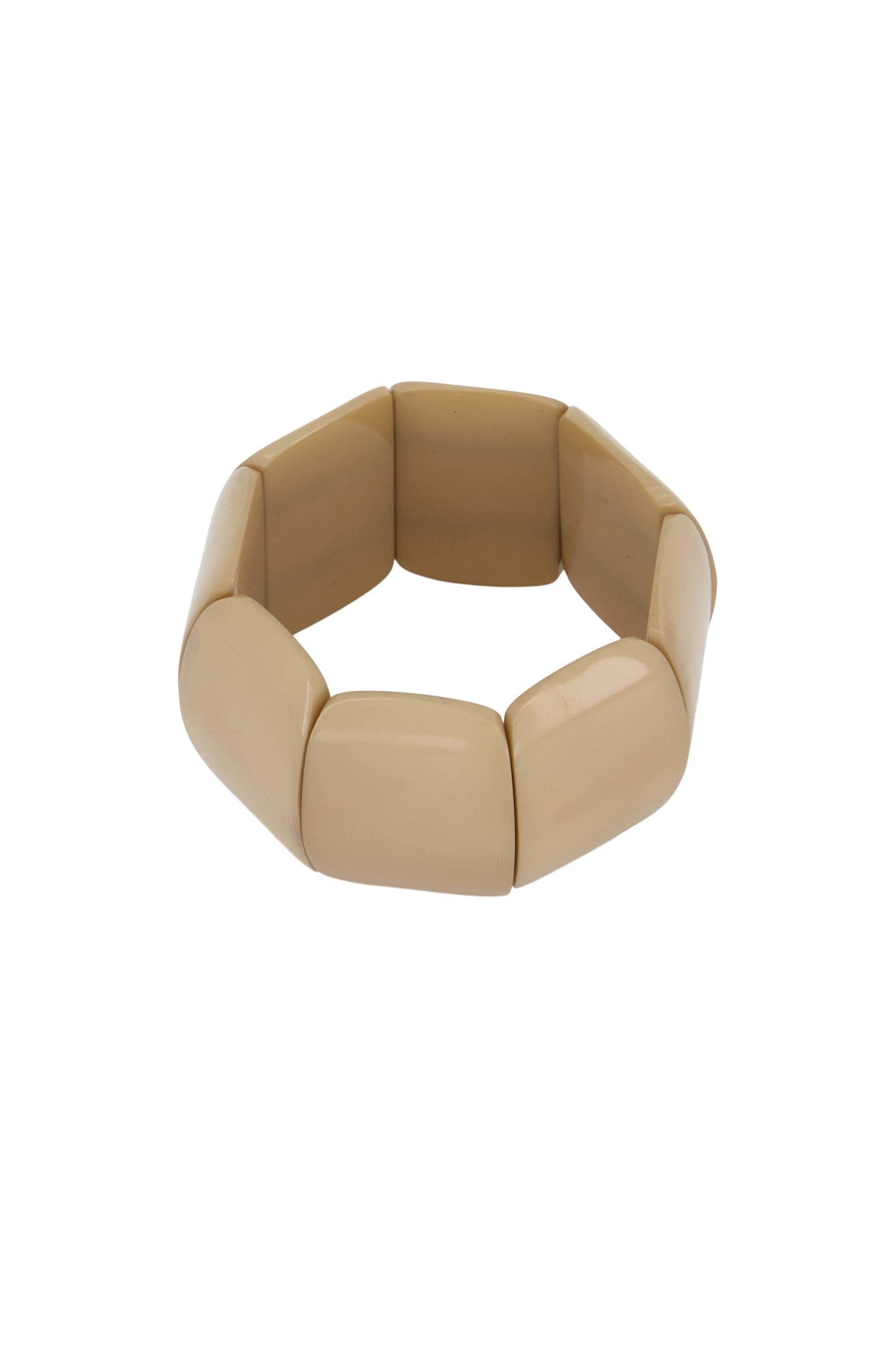 Brede elastieken kralen armband - humus