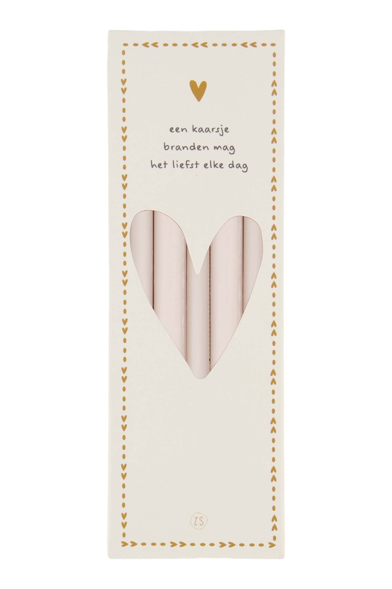 Doosje met 10 smalle kaarsjes -17 cm -beige