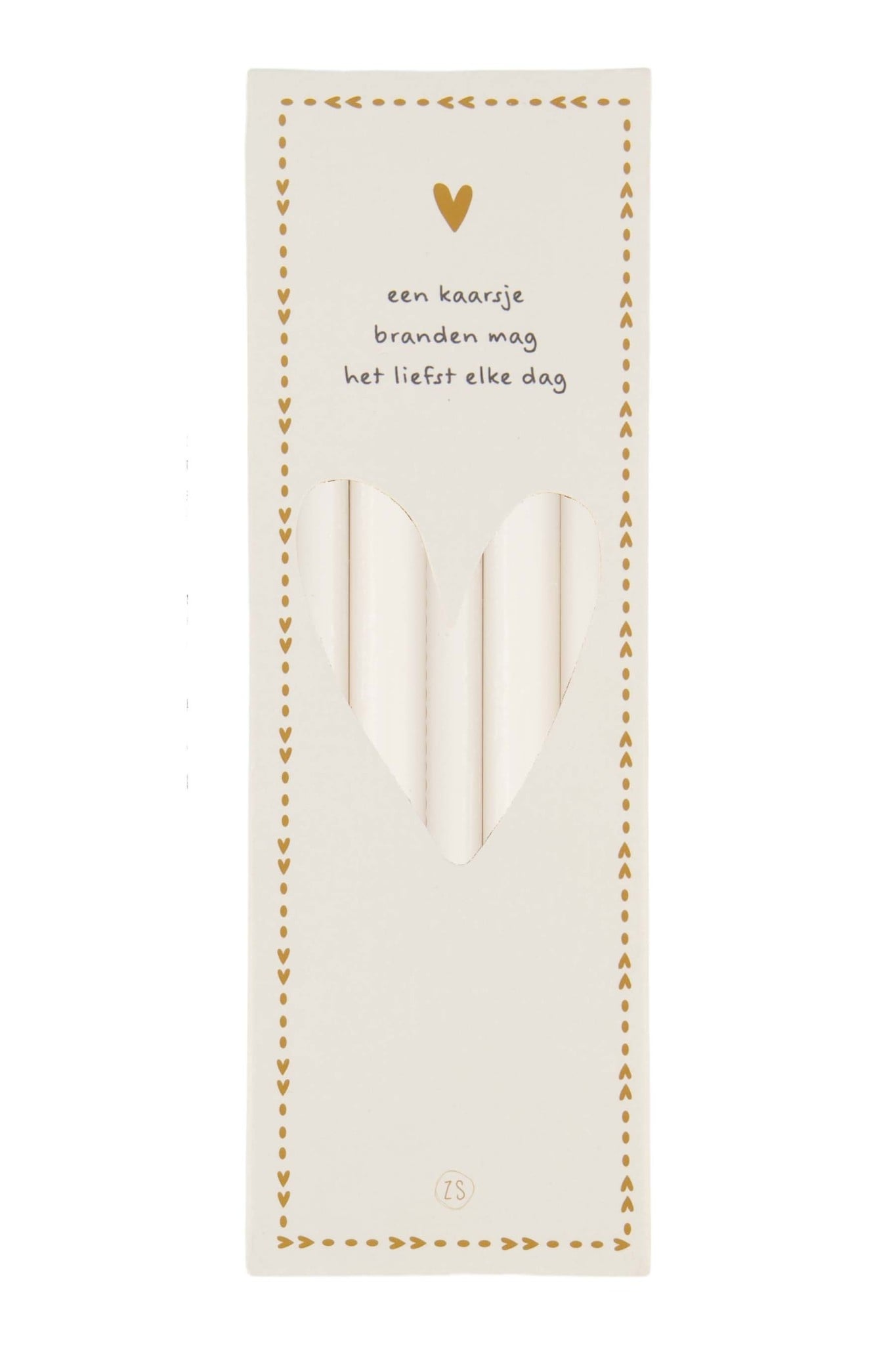 Doosje met 10 smalle kaarsjes -17 cm -off white
