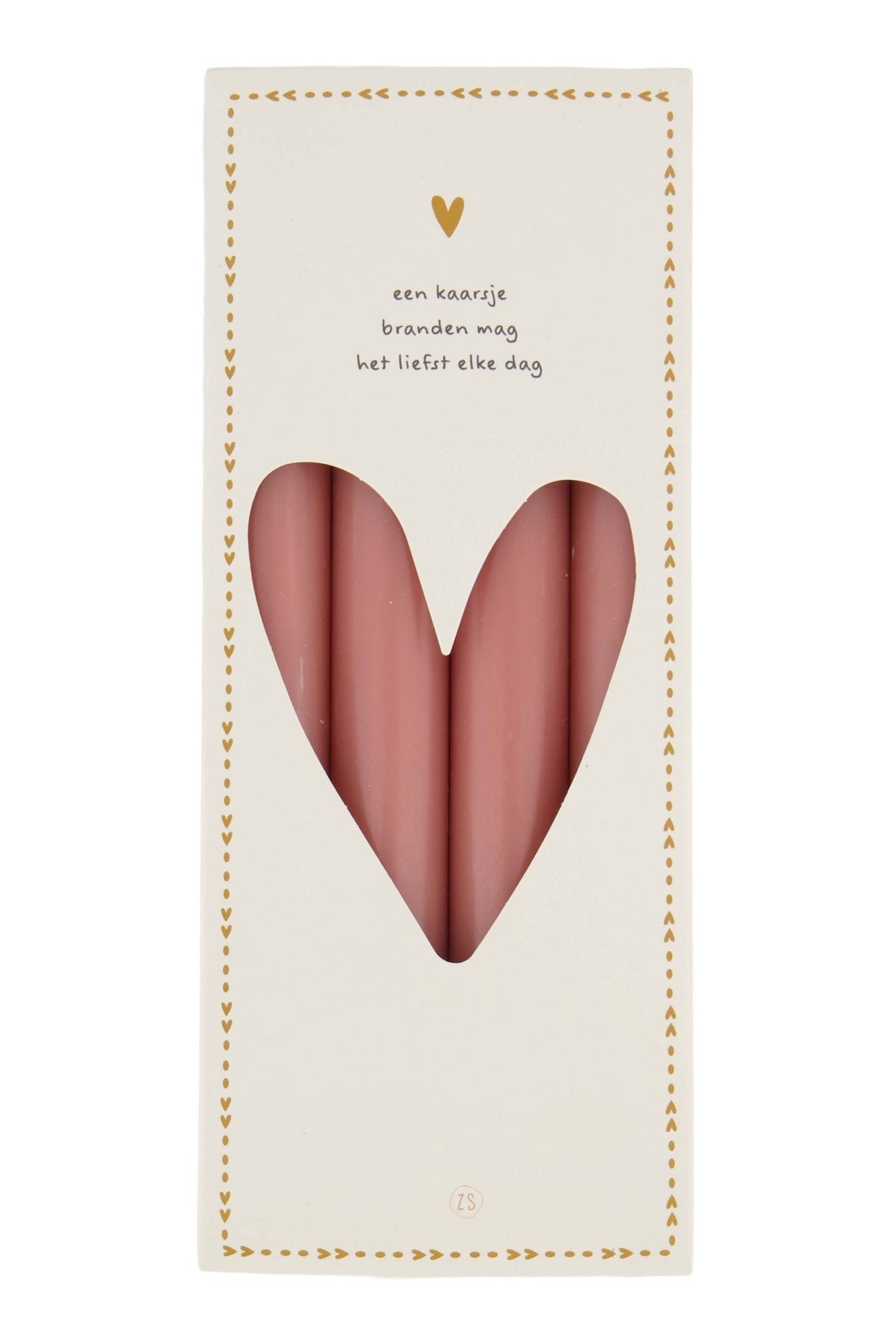 Set van 4 rustieke kaarsen - 20 cm - roze rood
