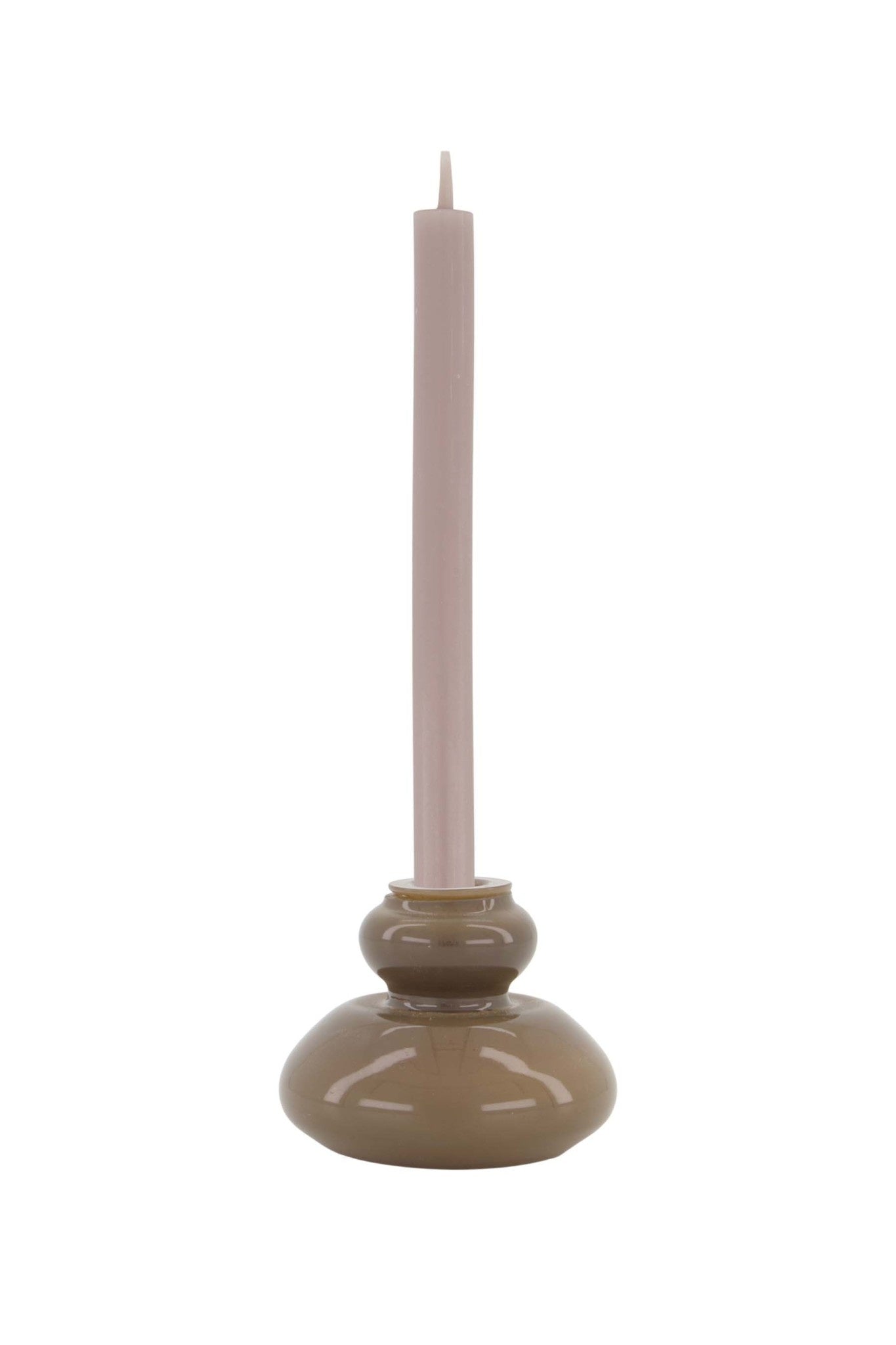 Glazen kandelaar 5,5cm  - bruingrijs