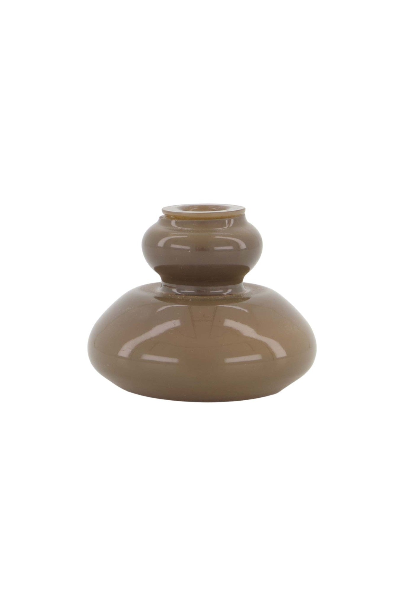 Glazen kandelaar 5,5cm  - bruingrijs