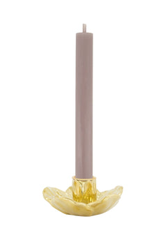 Keramieken kandelaar bloem goud