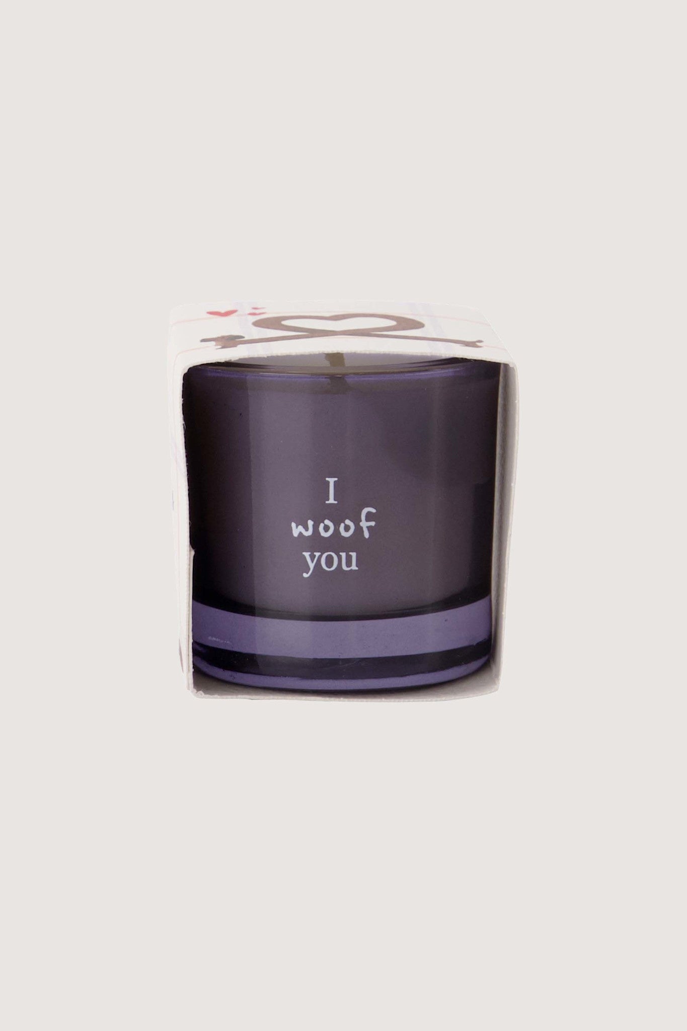 Geurkaarsje in wikkel 'I woof you'