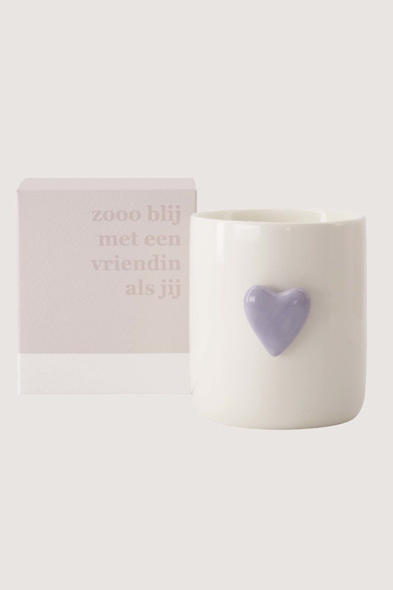 Geurkaars  met lila hart in doosje 'zooo blij met een vriendin als jij'