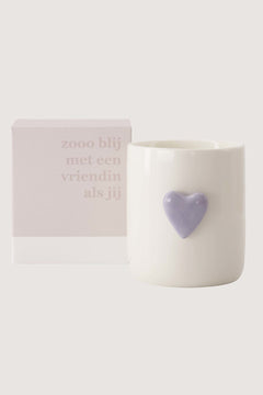 Geurkaars  met lila hart in doosje 'zooo blij met een vriendin als jij'