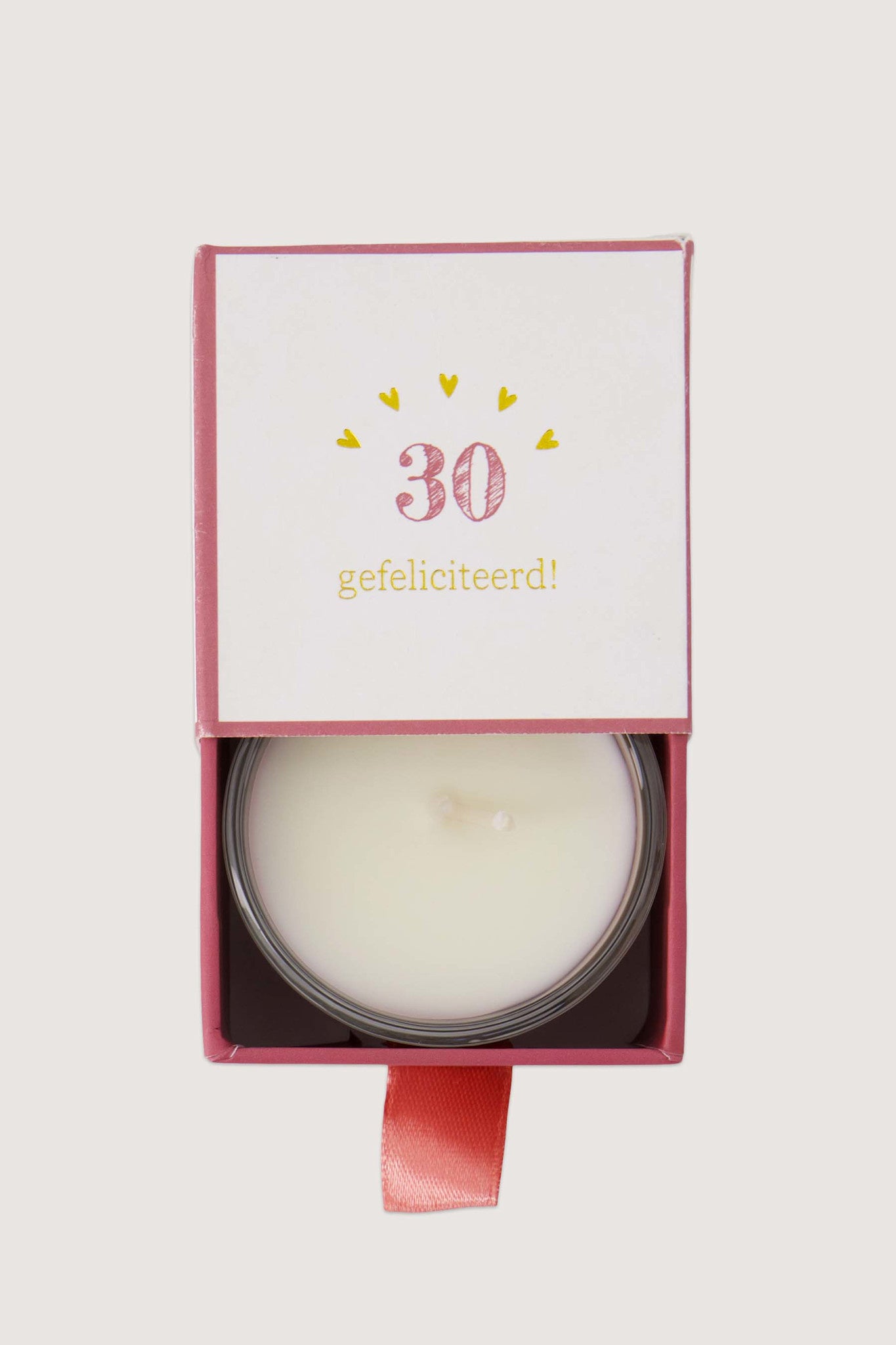 Geurkaarsje glas in doosje '30 gefeliciteerd'