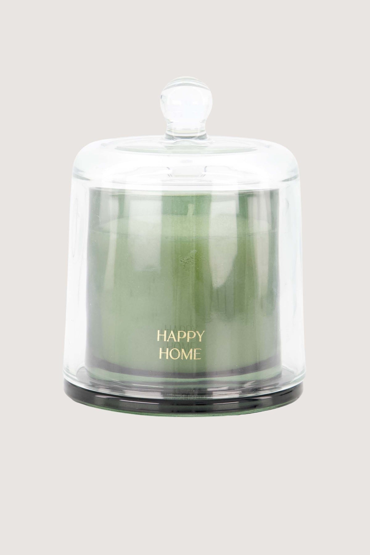 Geurkaars in glas met stolp 'Happy Home' - donkergroen