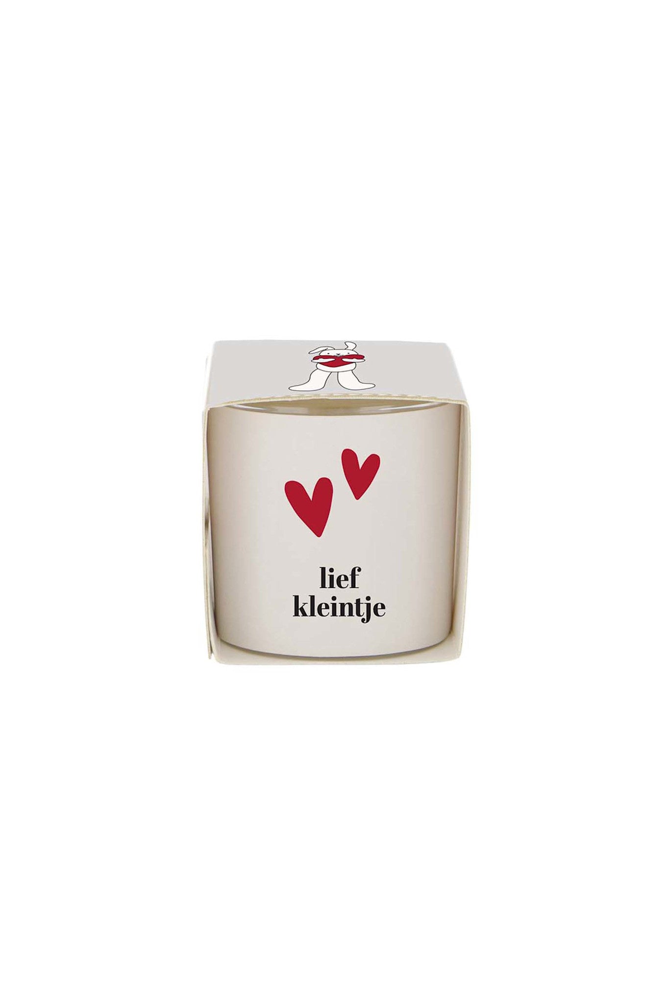 Geurkaarsje in wikkel 'Lief kleintje' wit/rood