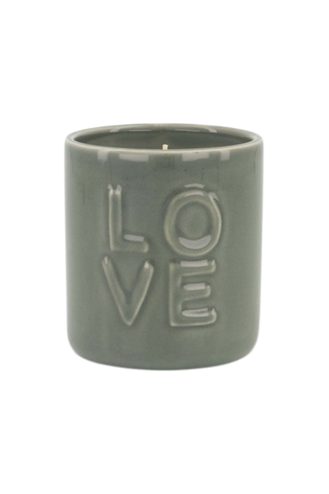 Geurkaars keramiek - 'Love' - groen