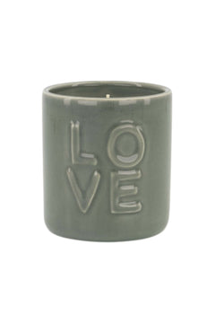 Geurkaars keramiek - 'Love' - groen