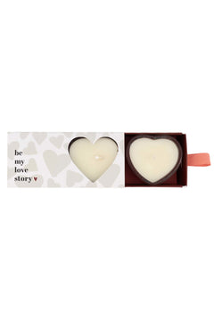 Set van 2 geurkaarsjes in doosje 'be my love story'