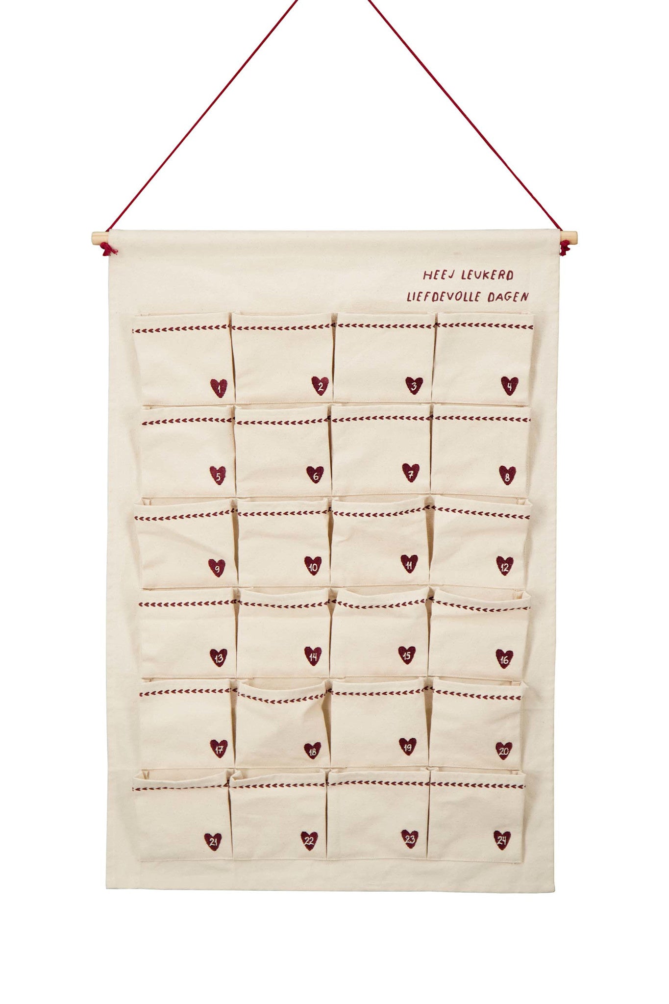 Adventkalender 'liefdevolle dagen' -  wit/rood