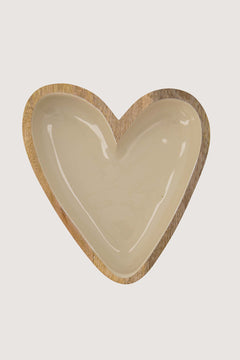 Houten kom hartje - zandkleur