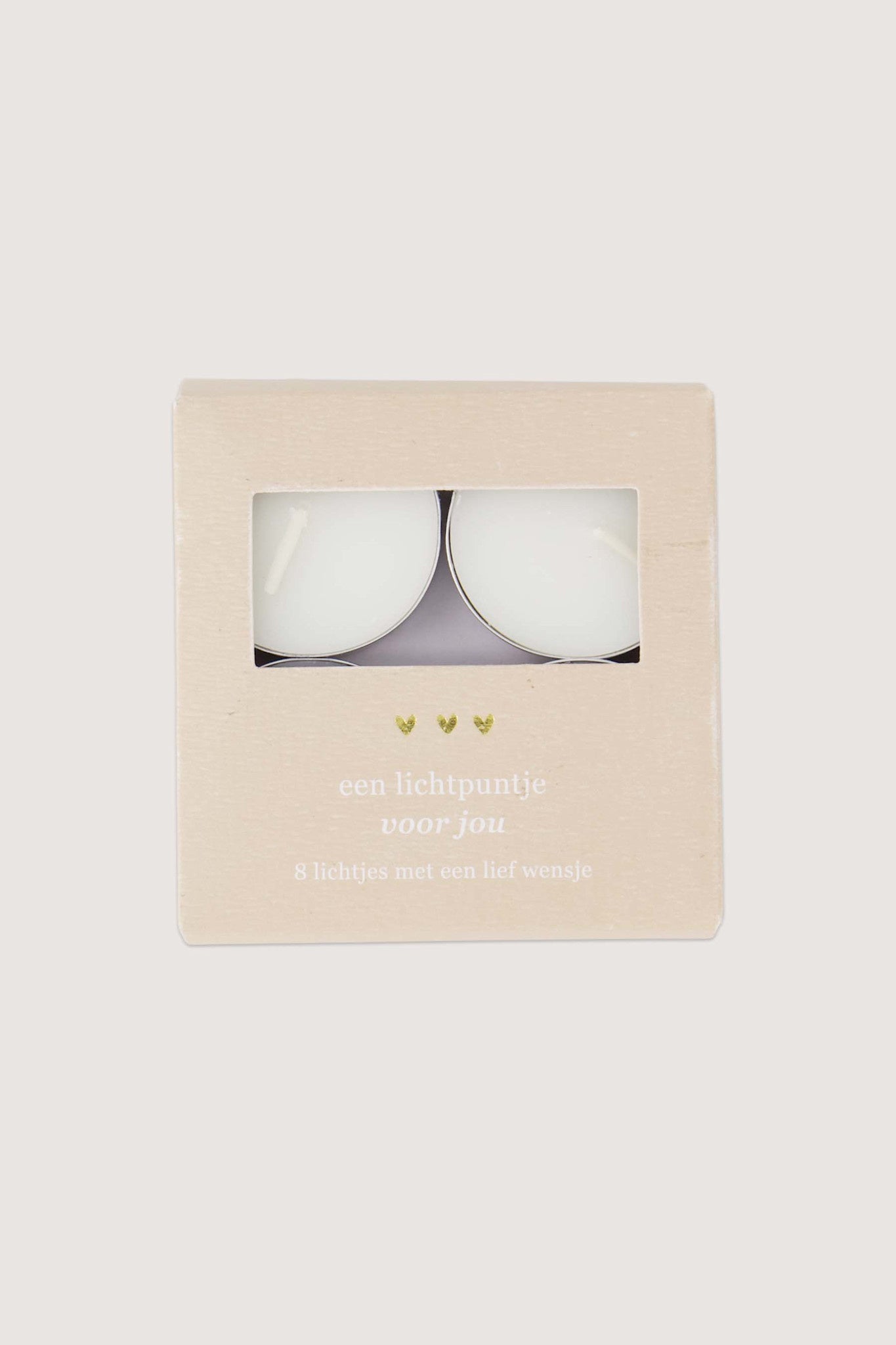 Theelichtjes in doosje 'een lichtpuntje voor jou' (8 stuks)