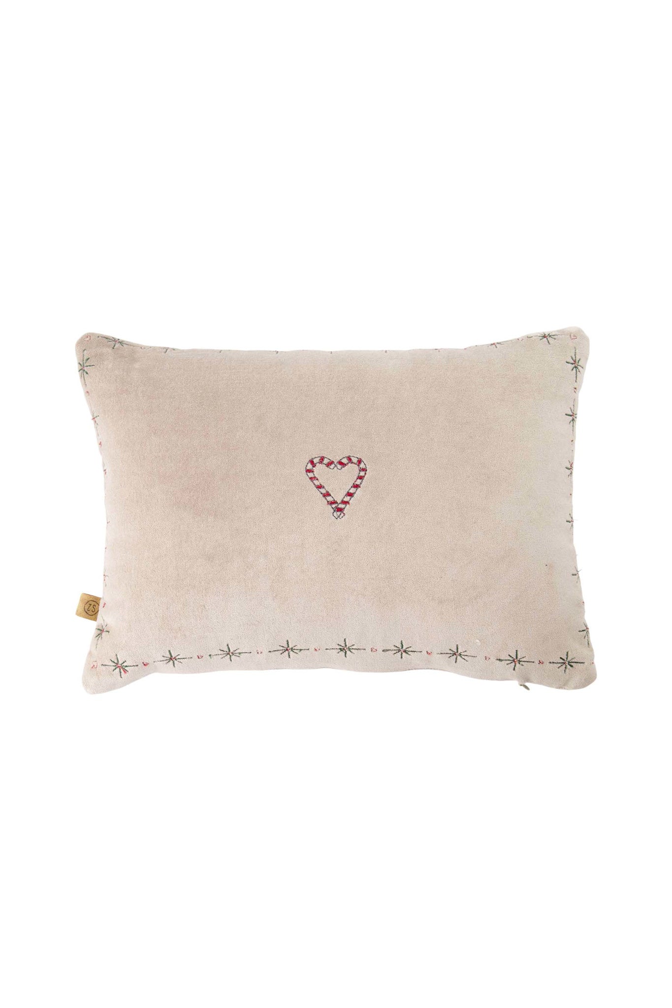 Kussen 'lieverd' met hartje -  35x25cm zand