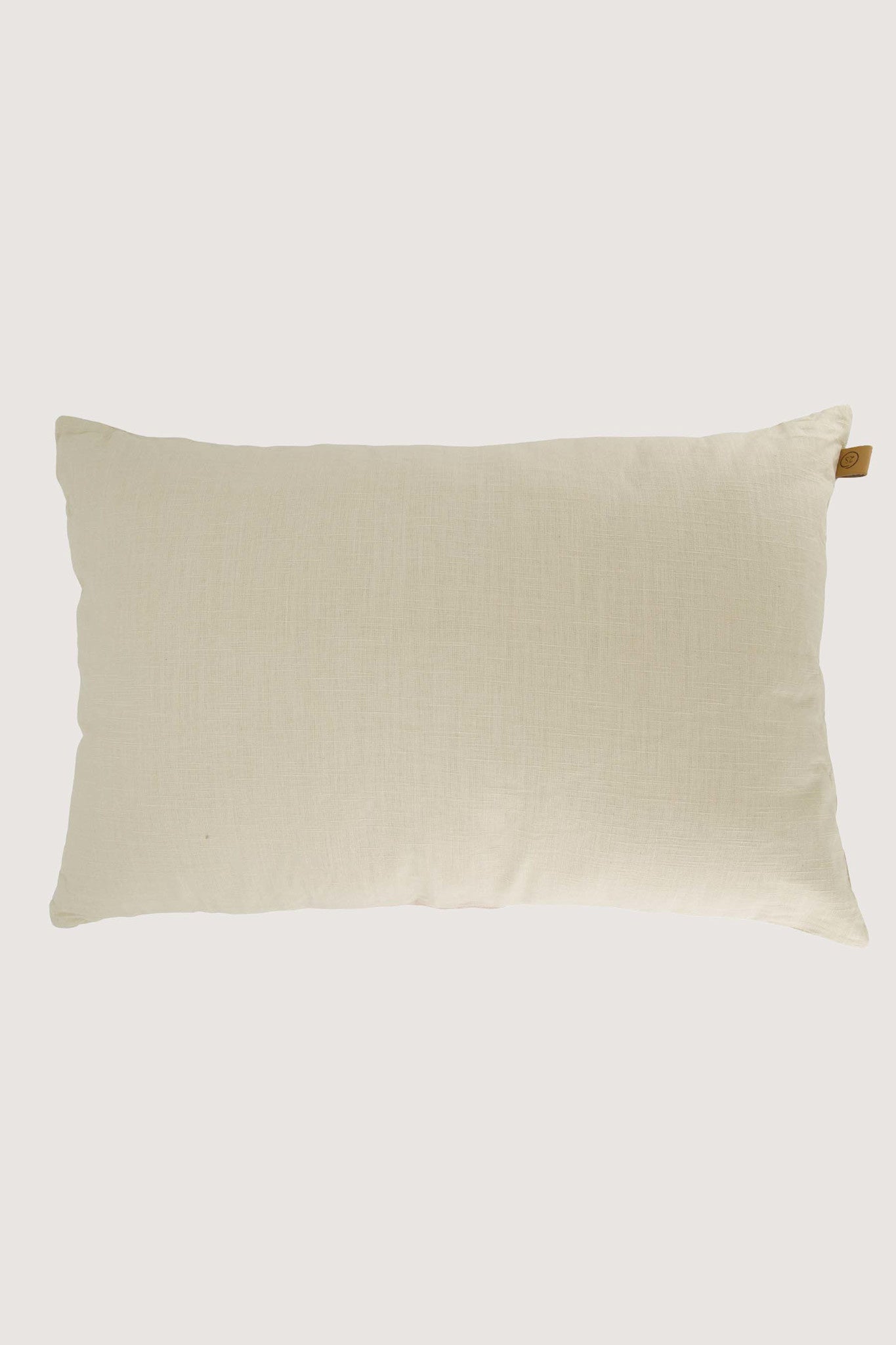 Kussen met streep in katoen/velvet 60x40cm - zandkleur