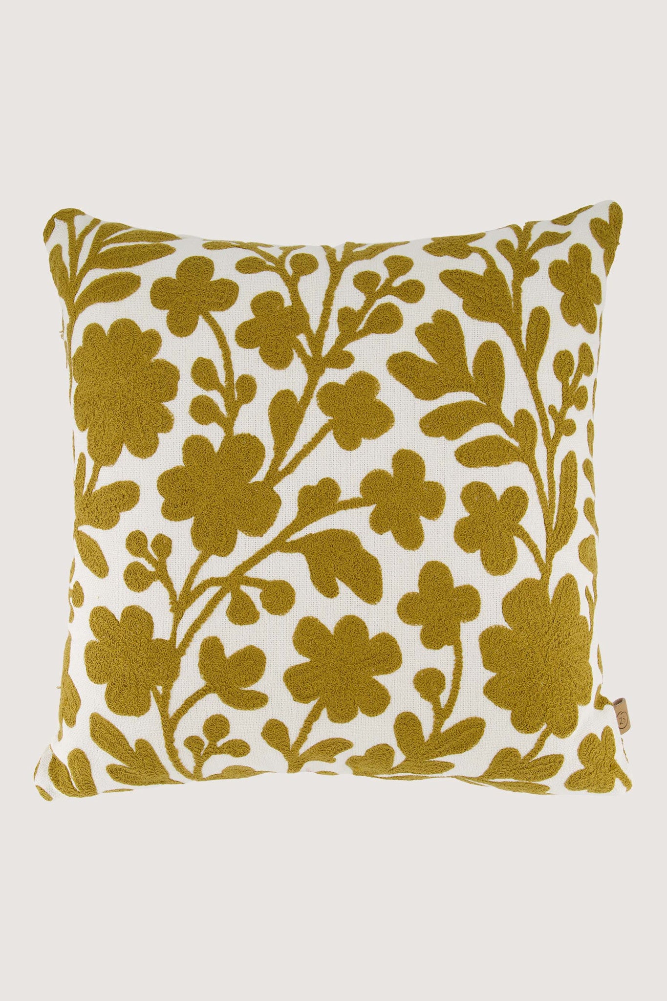 Kussen met geborduurde bloemen - 45 x 45 cm