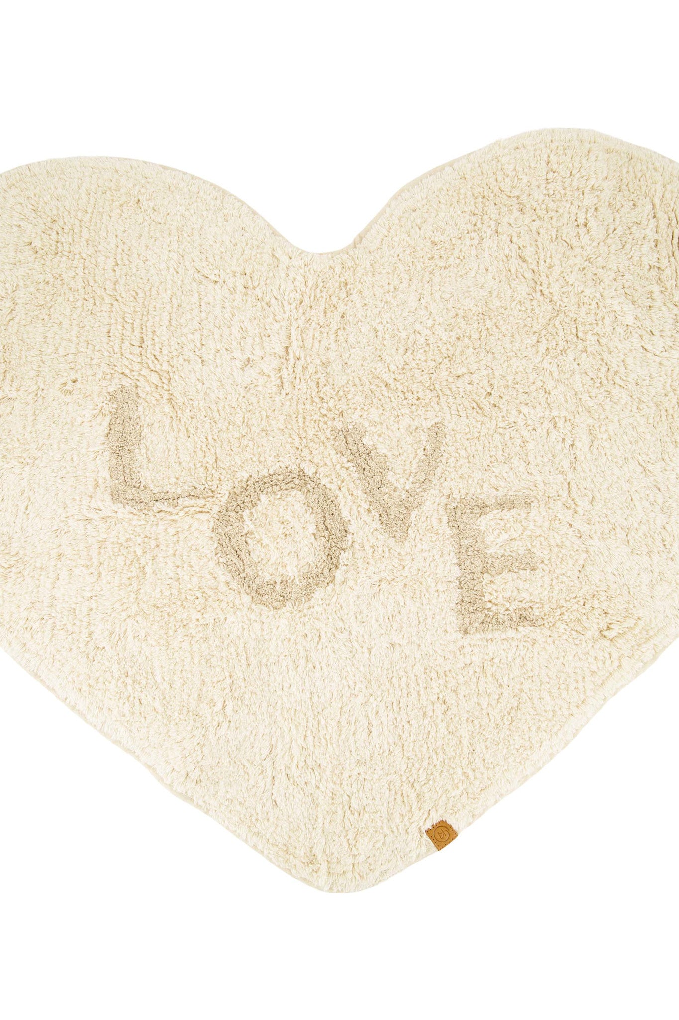 Badmat 'love' in vorm van hartje -  off white