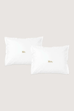 Set van 2 kussenslopen 'Mr & Mrs'