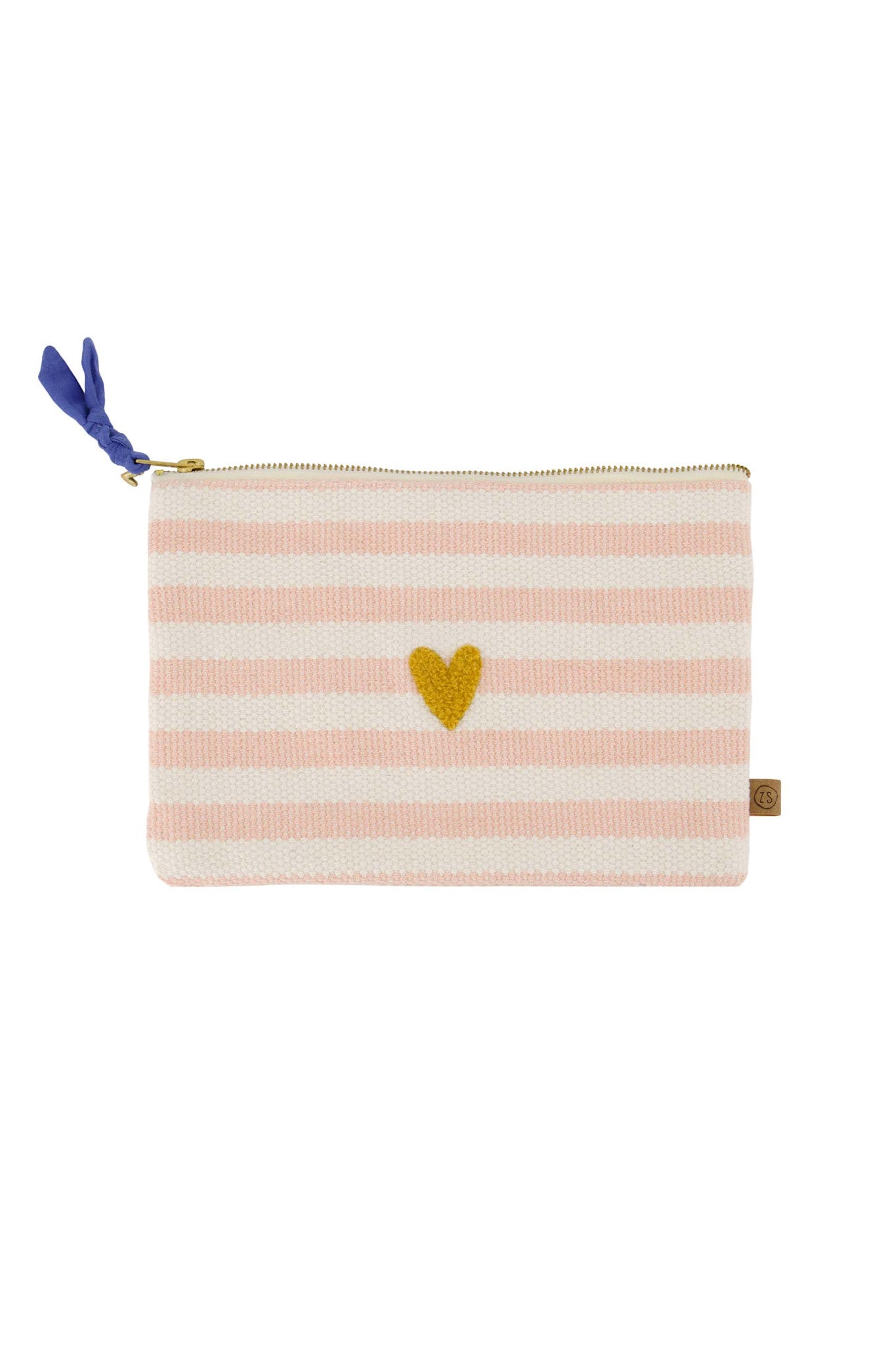Toilettasje / Etui met roze strepen en hartje