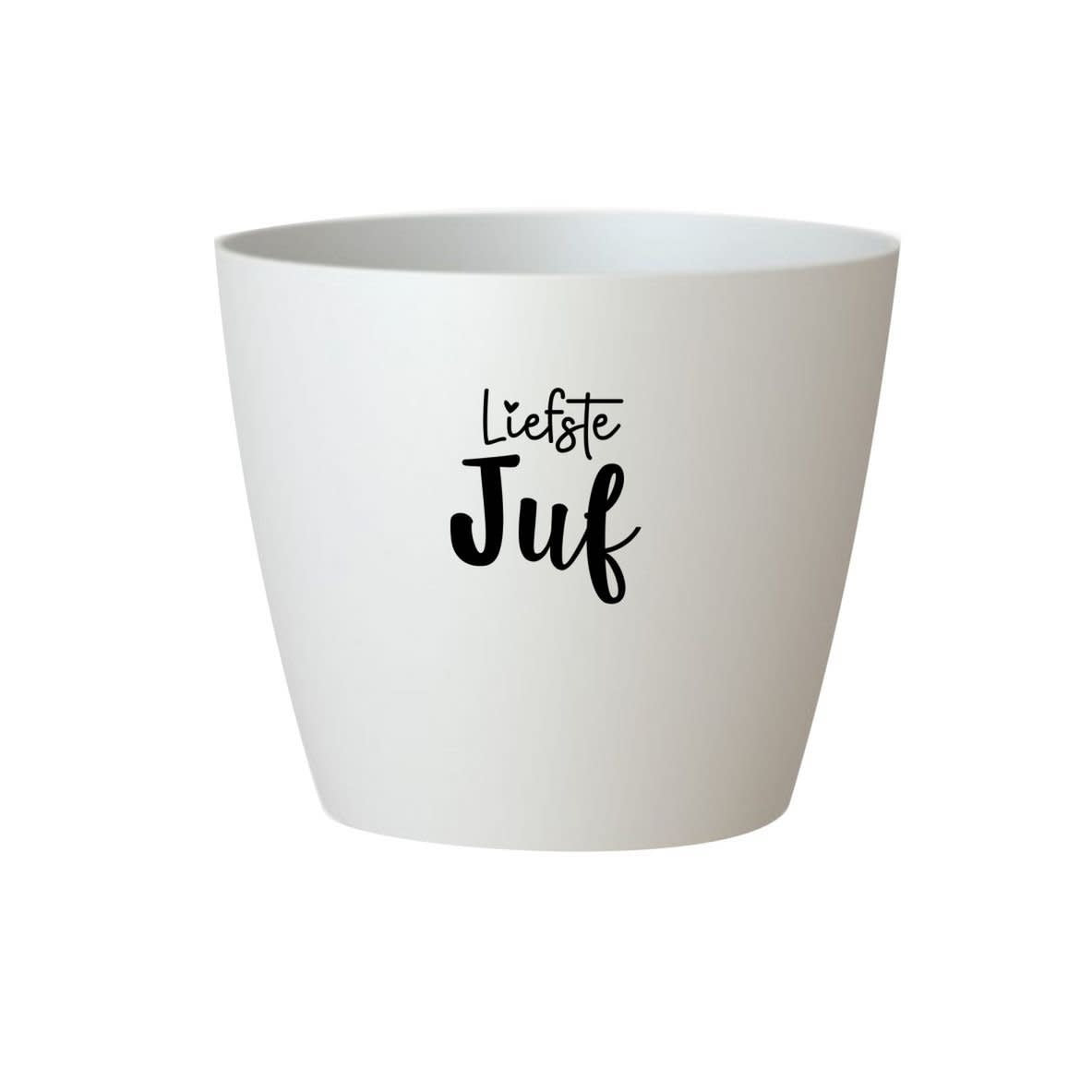 Bloempotje 'Liefste juf' - wit (zonder plantje)