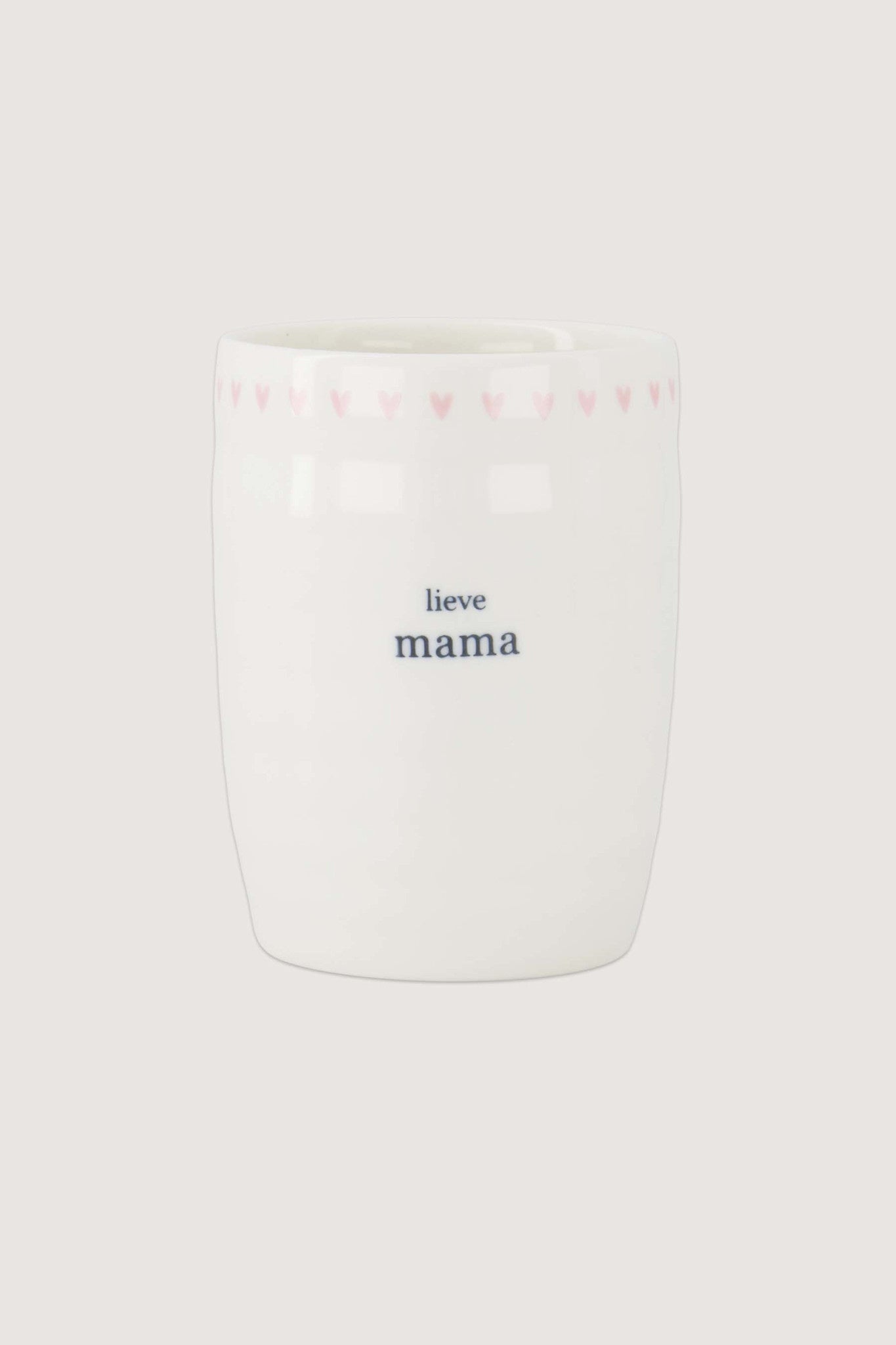 Koffiemok met roze hartjes 'lieve mama'