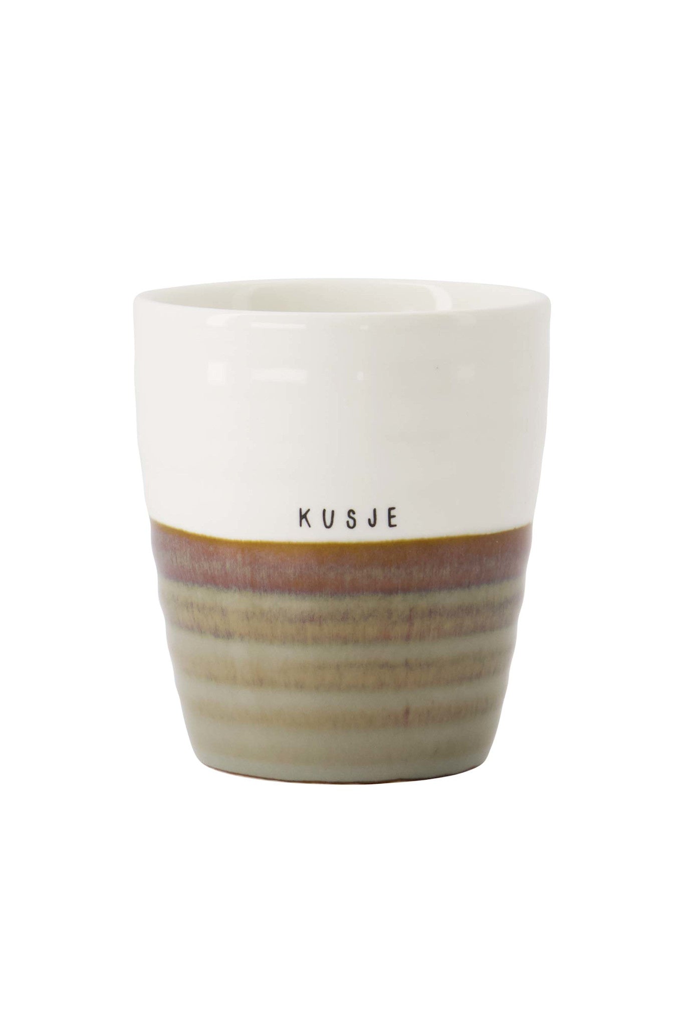 Koffiemok 'kusje' grijsblauw/wit