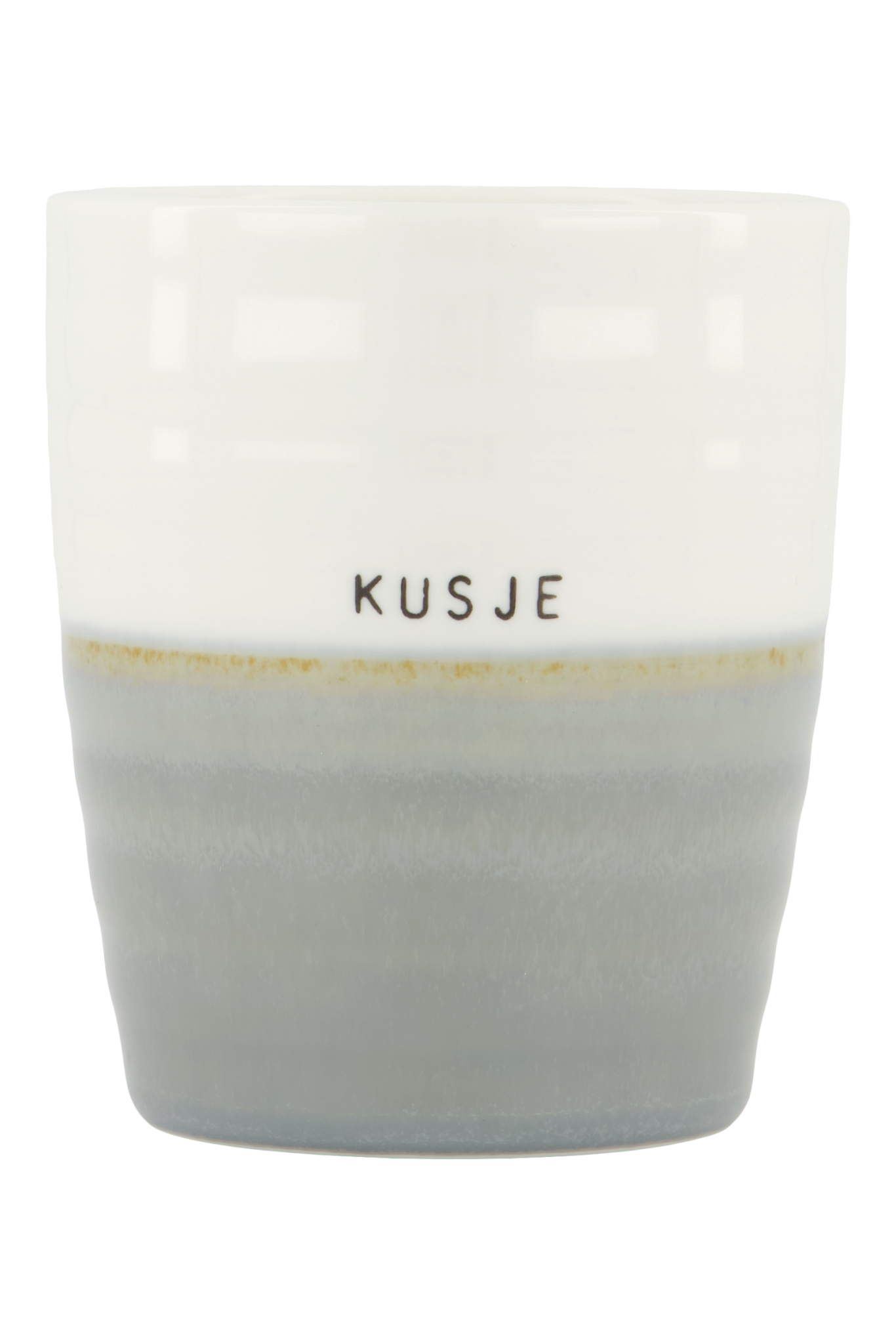 Koffiemok 'kusje' grijsblauw/wit