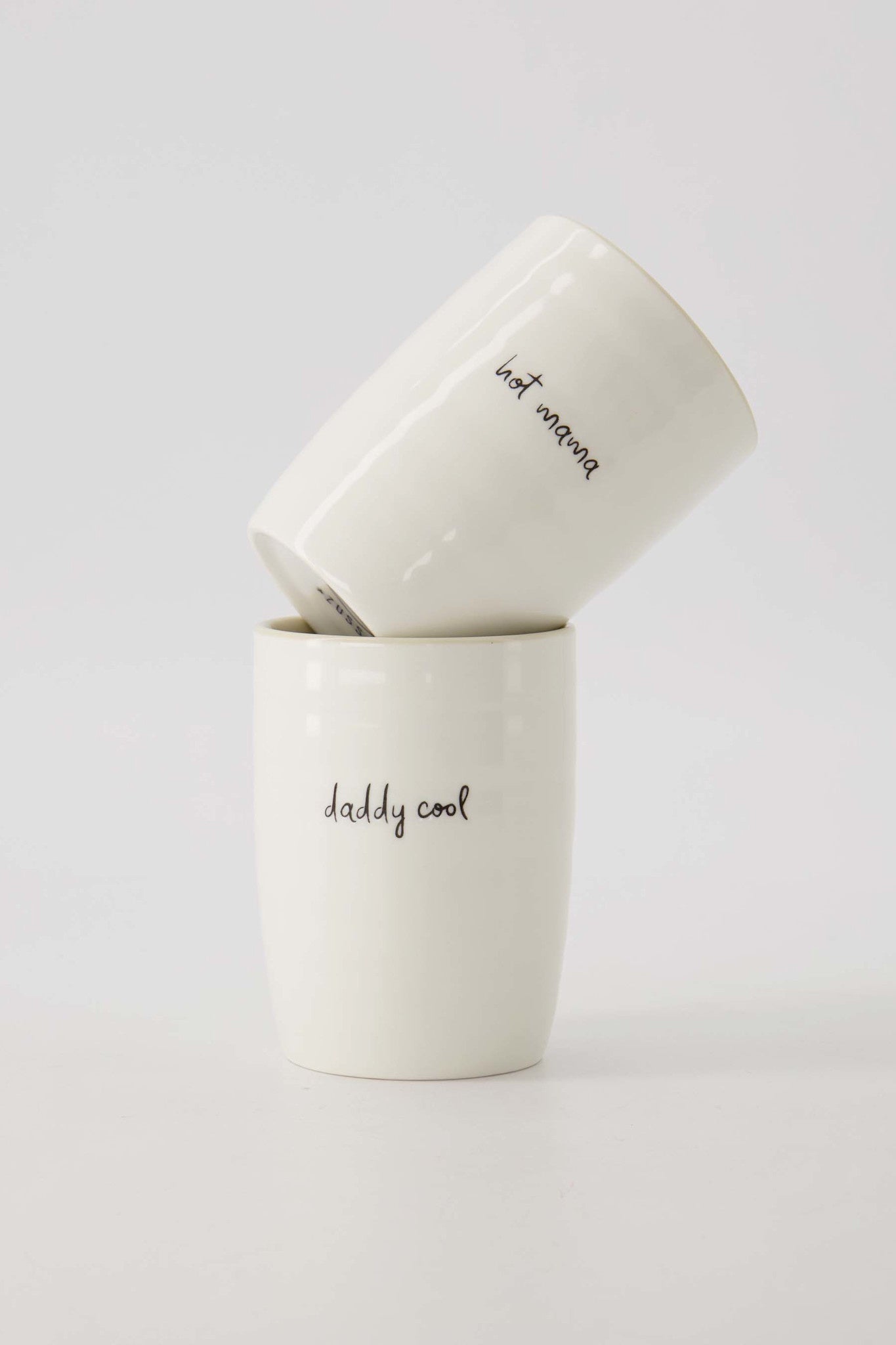 Koffiemok 'Daddy cool' - wit/zand
