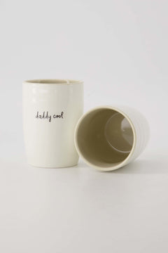Koffiemok 'Daddy cool' - wit/zand