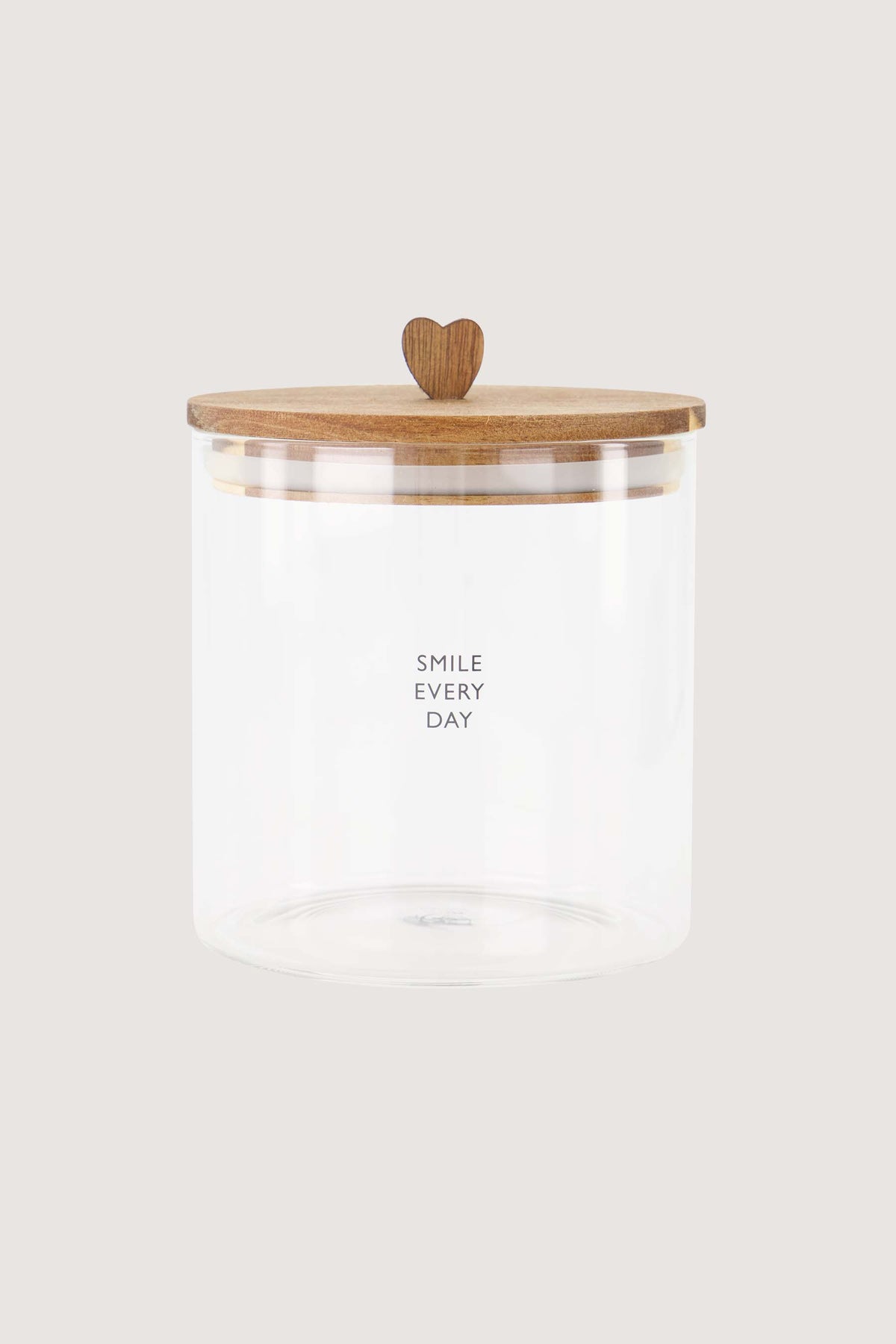 Glazen voorraadpot met deksel 'Smile every day' S