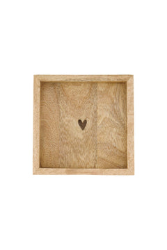 Servethouder in hout met hartje 12,5x12,5cm