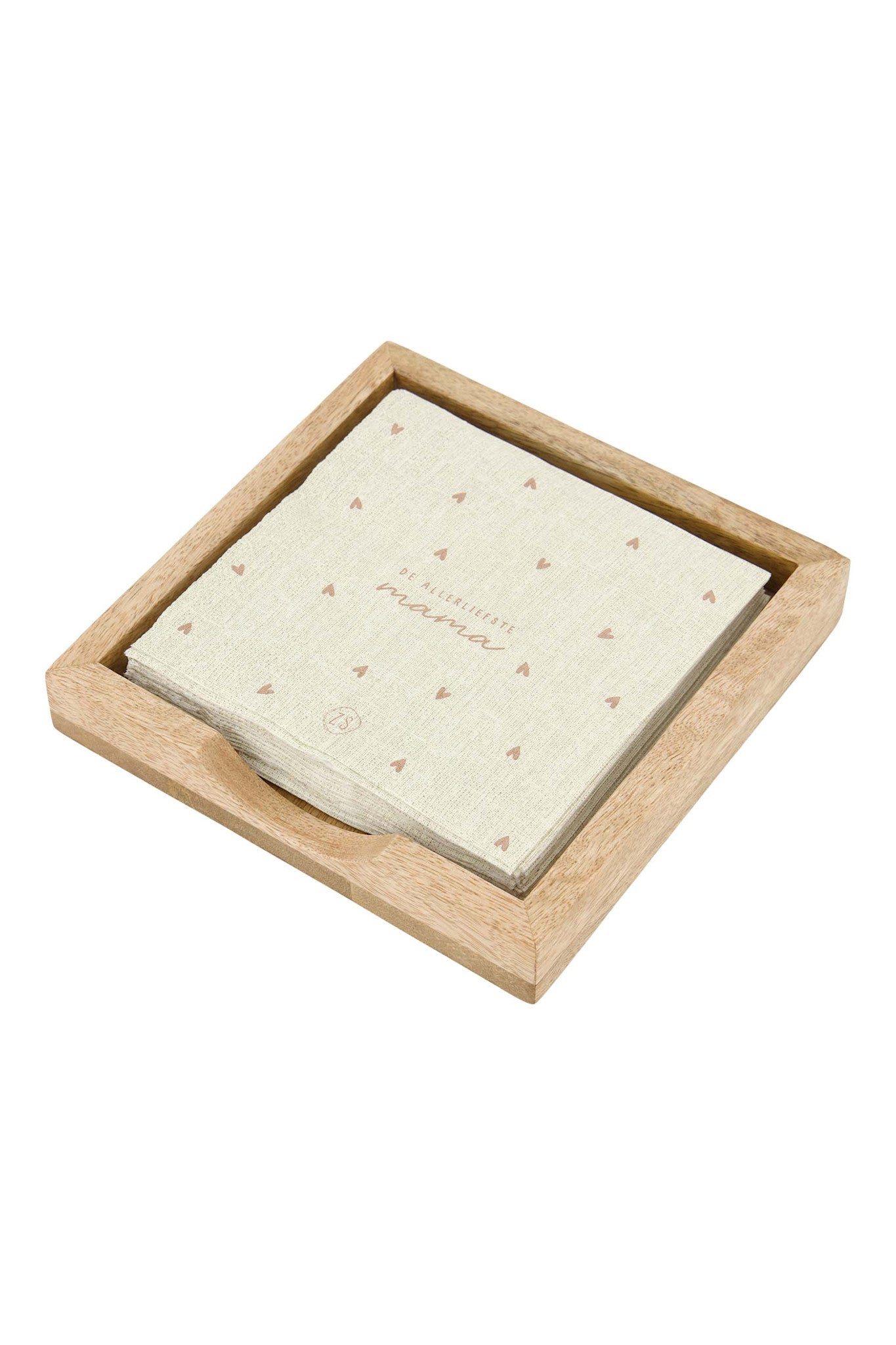 Servethouder in hout met hartje 12,5x12,5cm